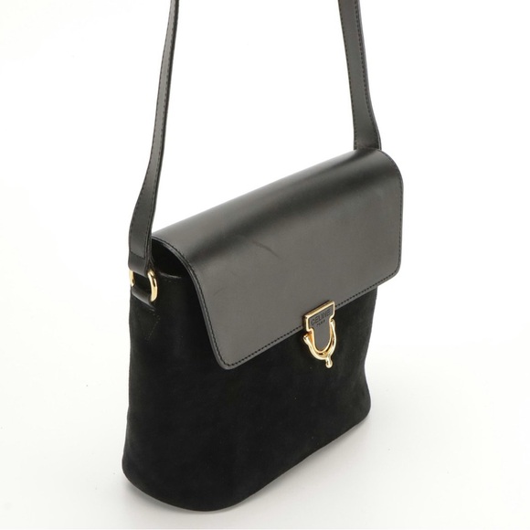 Celine Handbags - Celine Black Leather and Suede vintage Shoulder Bag